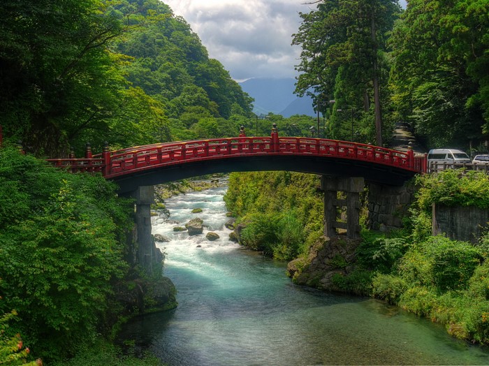 Shinkyo Bridge over Daiya River in Nikko, Japan