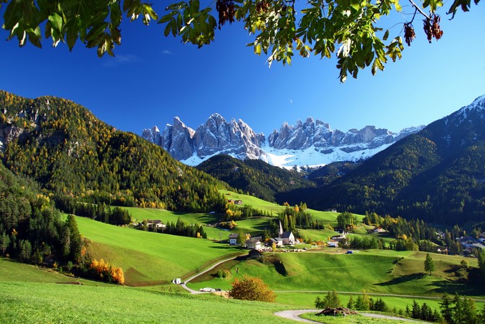Funes Valley with Dolomites Mountains, Italy