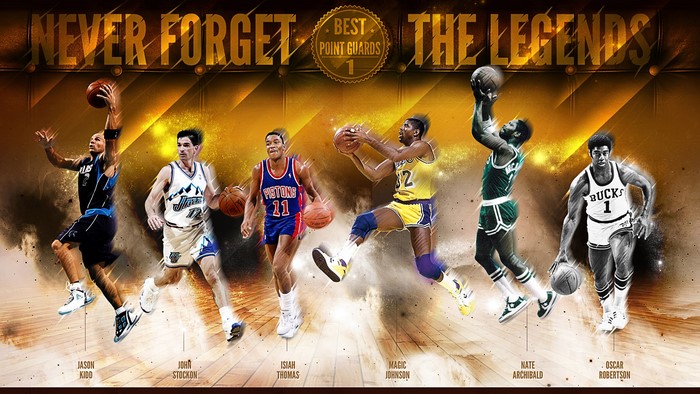 Best Point Guards The Legends: Jason Kidd, John Stockton, Isiah Thomas, Magic Johnson, Nate Archibald, Oscar Robertson
