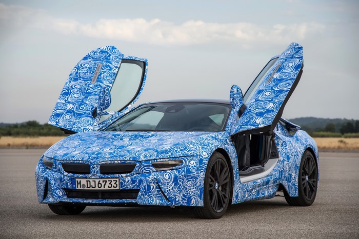 BMW i8 concept car with doors open