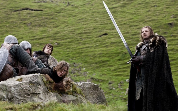 Ned Stark from Game of Thrones holding a sword