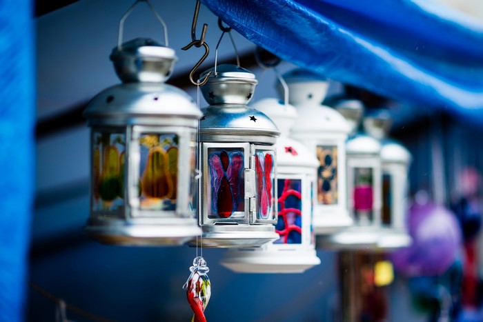 Close-up of hanging decorative lanterns
