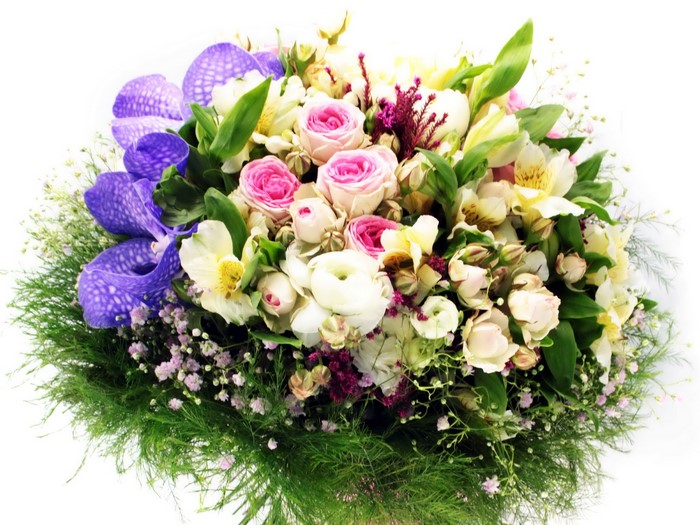 Bouquet of Roses and Orchids