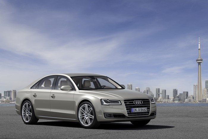 2013 Audi A8 TDi quattro parked with Toronto skyline