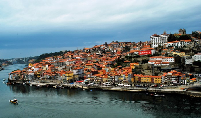 Porto, Portugal cityscape with river and bridge