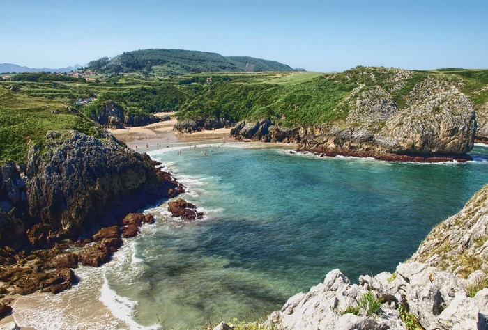 Cantabrian Coast in Spain with a Cove and Sea