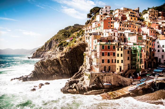 Riomaggiore, Cinque Terre, Italy coast with colorful houses
