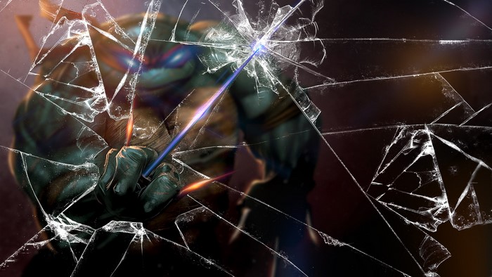 Raphael from Teenage Mutant Ninja Turtles with broken glass