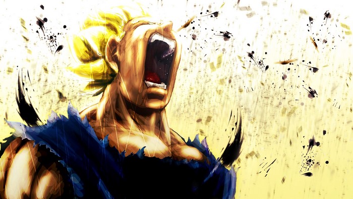 Goku from Dragon Ball screaming