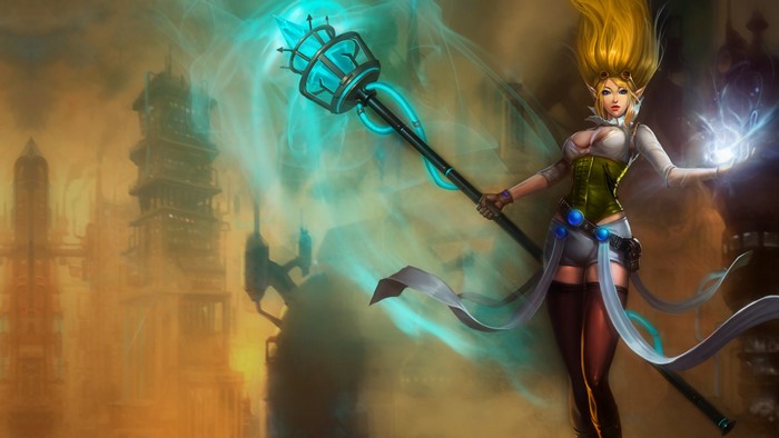 Janna from League of Legends with a magic staff