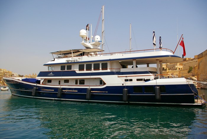 Shandor Yacht docked in harbor