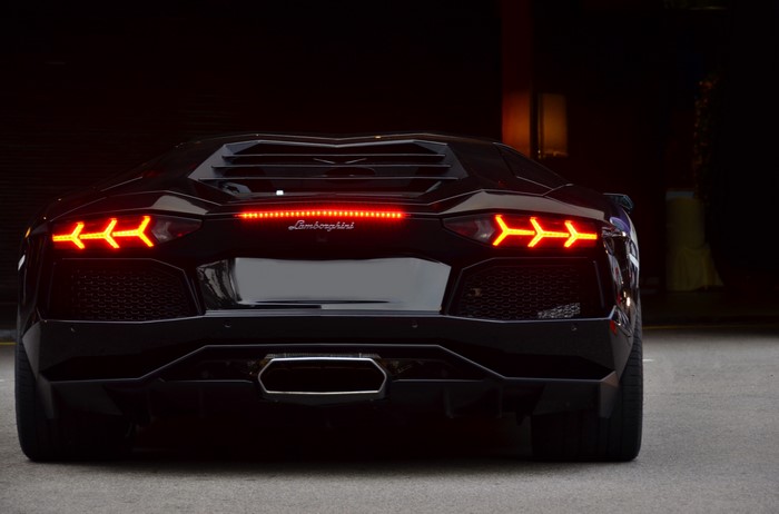 4K Black Lamborghini Aventador LP700-4 Rear View