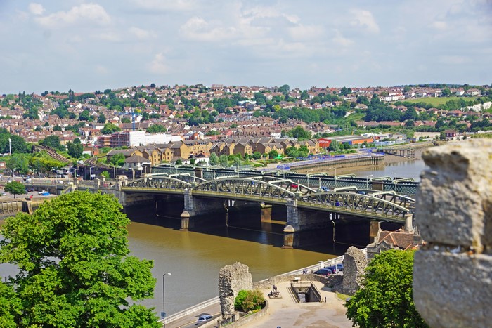 Rochester Bridge over River Medway, England