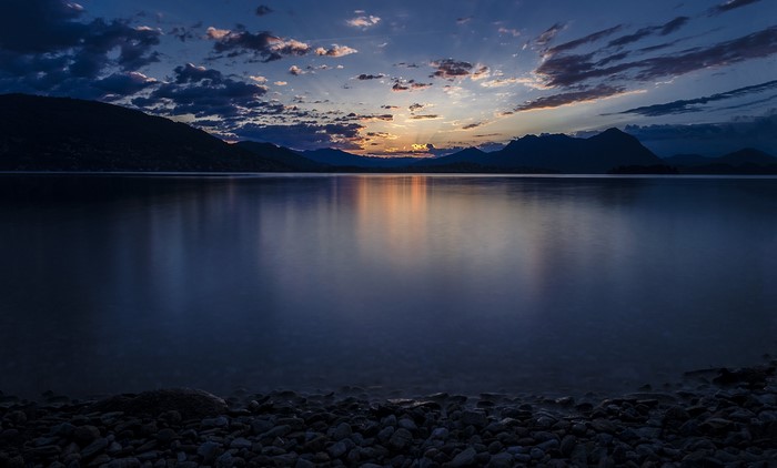 Lake Maggiore at sunset, Italy