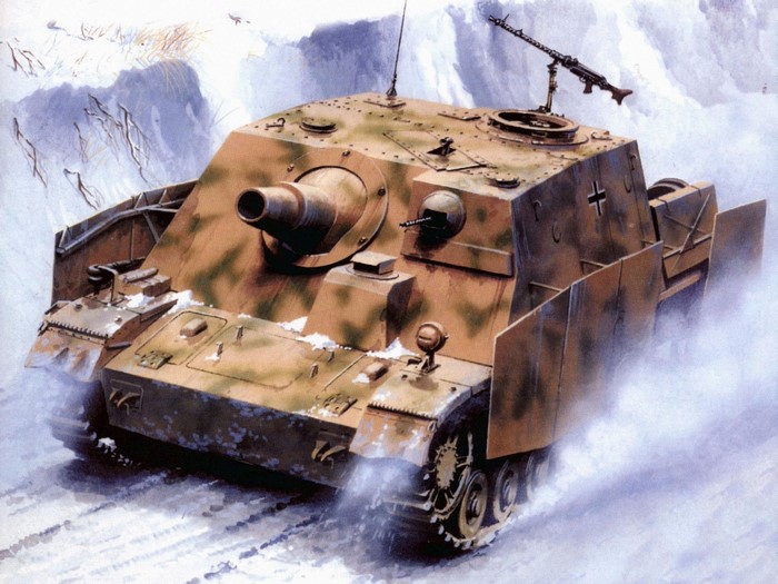 Sturmpanzer IV Brummbar in a snowy landscape