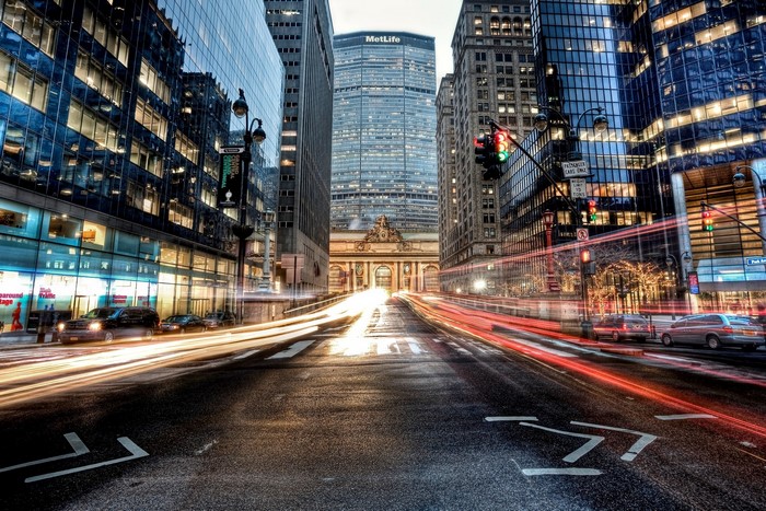 Grand Central Terminal, New York City Street at Night
