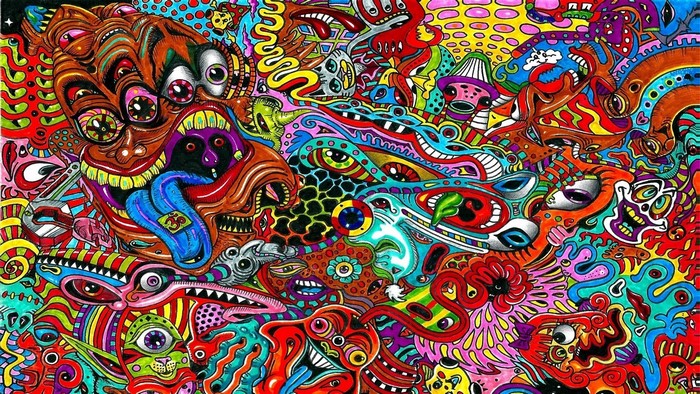 Psychedelic Graffiti Art with Monsters and Eyes