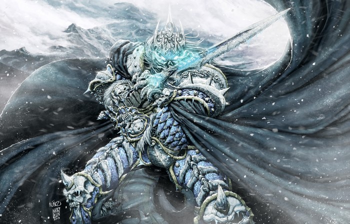 The Lich King from World of Warcraft in snow