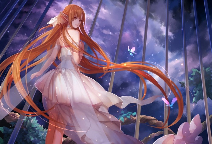 Asuna Yuuki from Sword Art Online in a white dress
