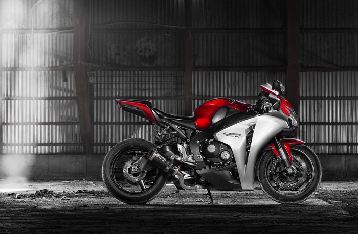 Red and silver Honda CBR1000RR motorcycle