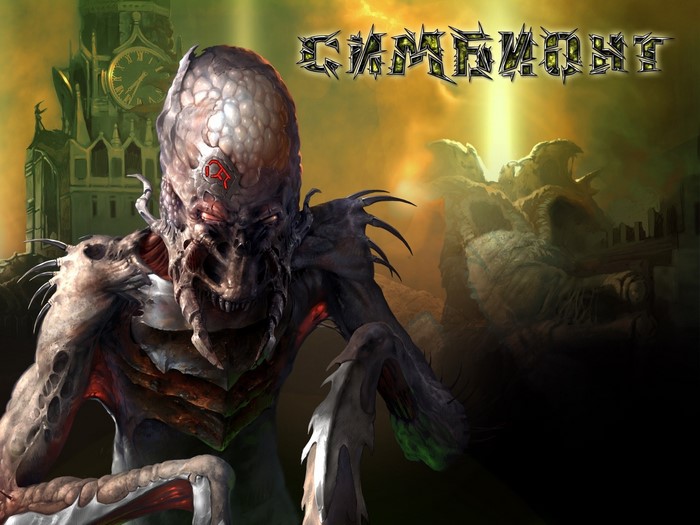 Monster with a clock tower background