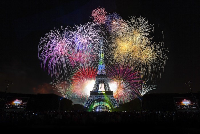 Eiffel Tower Fireworks Display in Paris