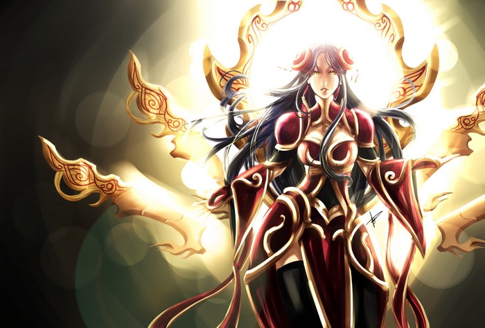 Irelia from League of Legends in ornate armor