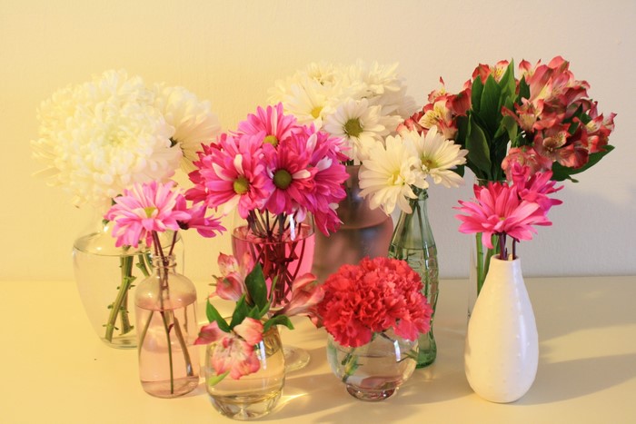 Assortment of Flowers in Vases