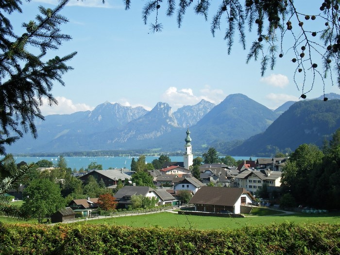 St. Gilgen, Austria with Mountains and Lake