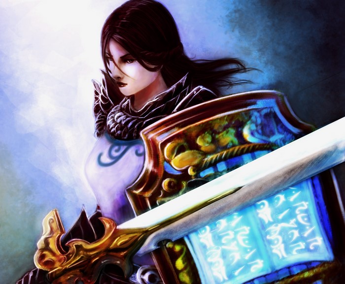 Warrior with sword and shield
