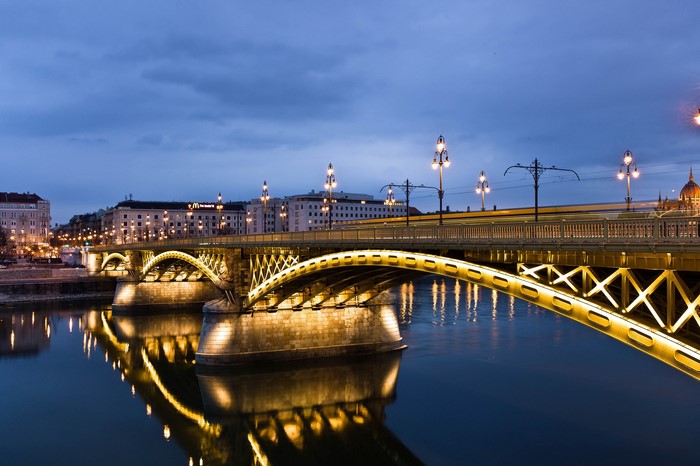 Margaret Bridge over the Danube River in Budapest, Hungary