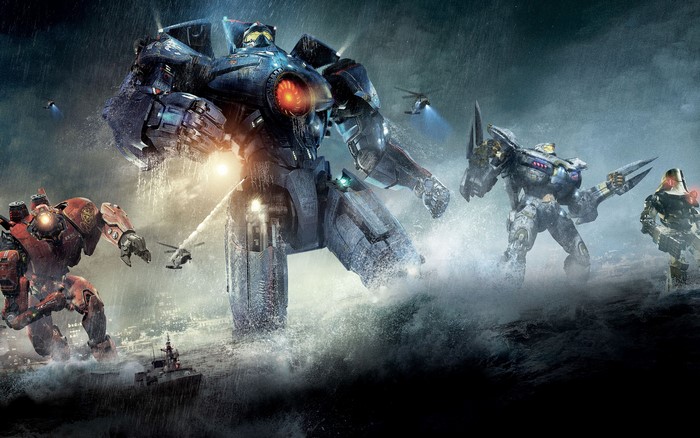 Pacific Rim robots fighting in the ocean