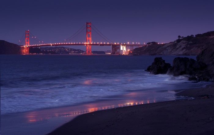 Golden Gate Bridge at night, San Francisco, California