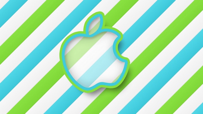 Apple logo with diagonal stripes