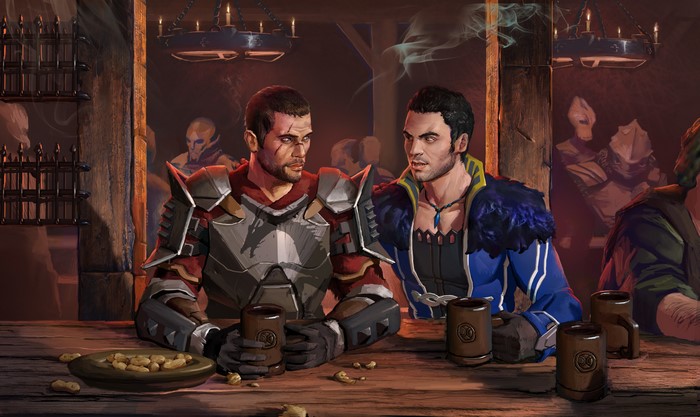 4K Mass Effect Bar Scene with Two Men