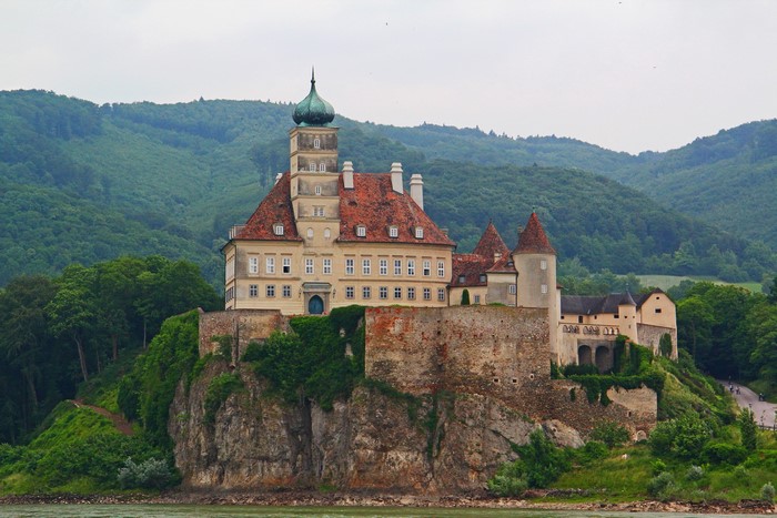 Schoenbuehel Castle in Austria on a cliff