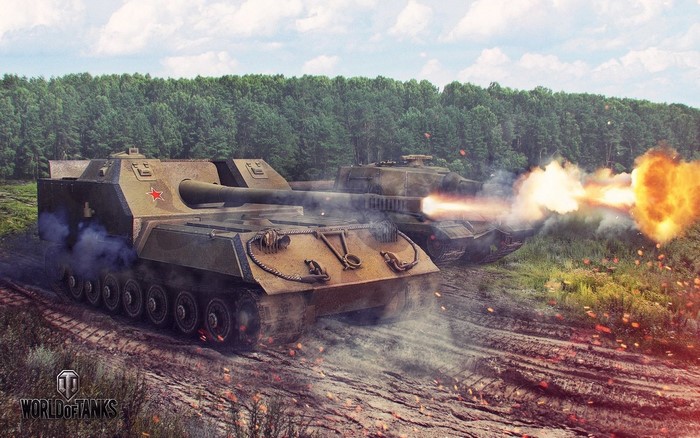 Object 263 tanks firing in World of Tanks