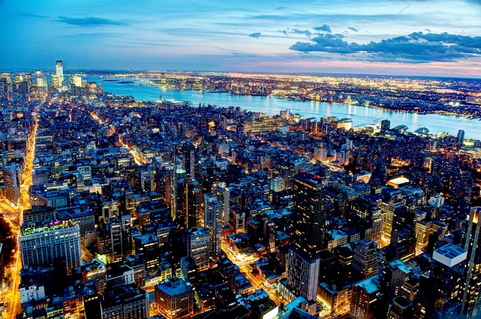 New York City Skyline at Dusk from Above