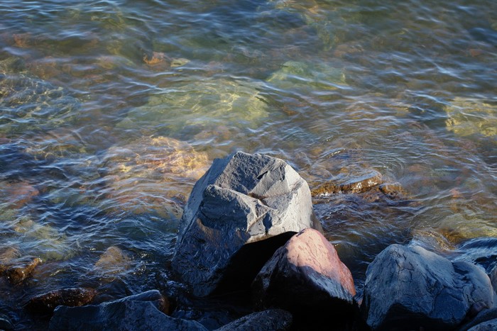 Rocks and clear water on a sunny day
