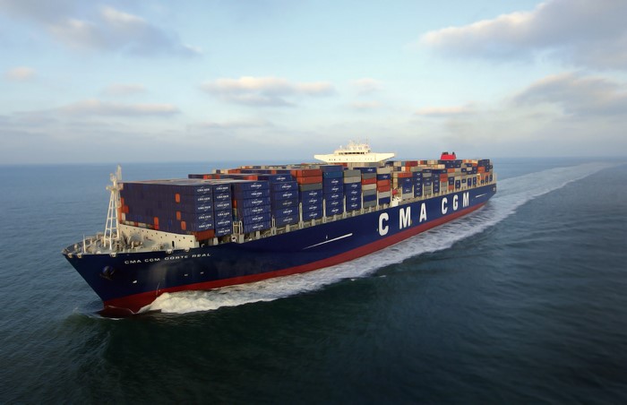 CMA CGM Corte Real container ship sailing on the ocean
