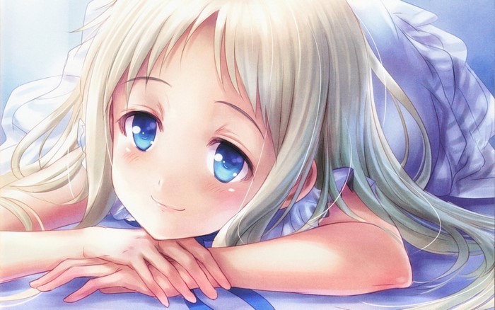Girl with blonde hair and blue eyes