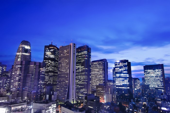 Tokyo skyscrapers at night