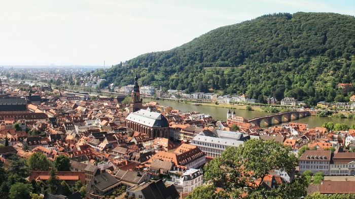 Heidelberg cityscape with river and bridge