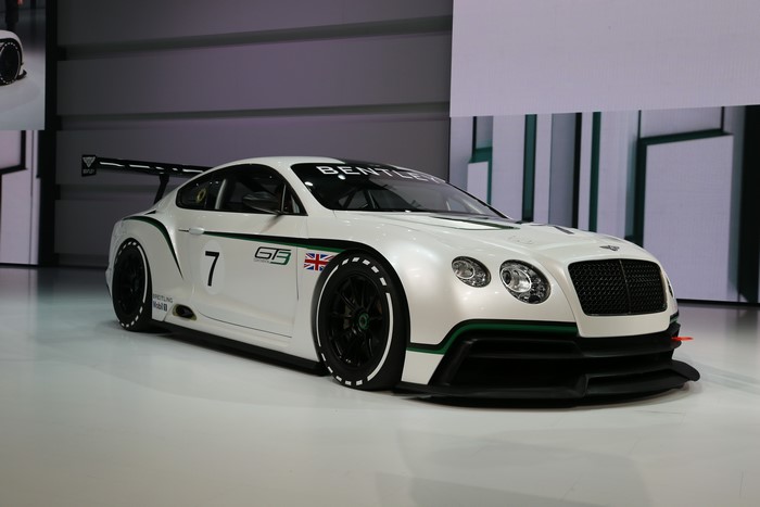 White Bentley Continental GT3 race car with number 7