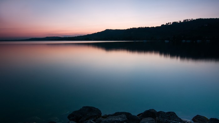 Lake in Switzerland at Sunset