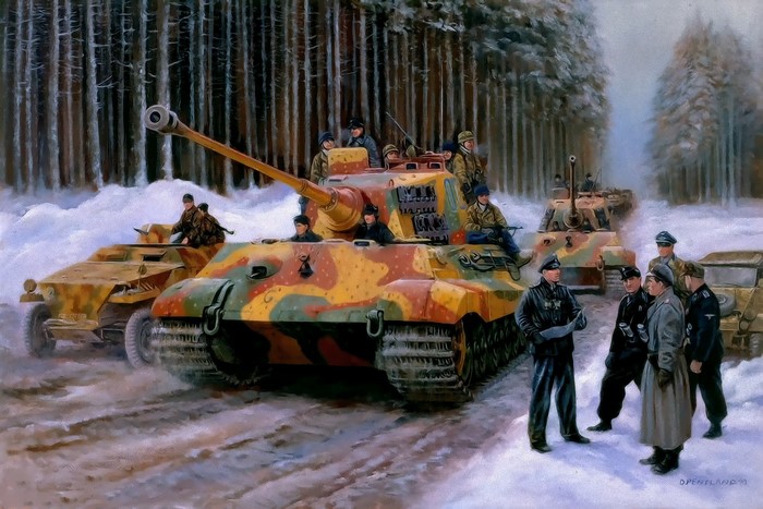 German King Tiger Tanks in Snowy Forest