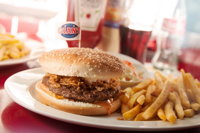 The Giant Burger with French Fries