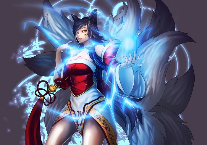 Ahri from League of Legends casting magic