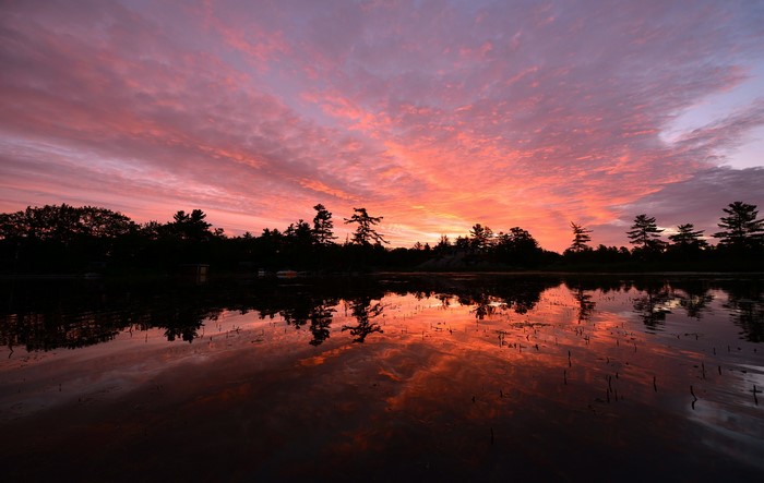 Sunset over a lake in Ontario, Canada