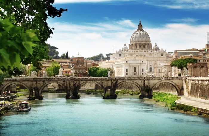 St. Peter's Basilica and Ponte Sant'Angelo, Rome, Italy